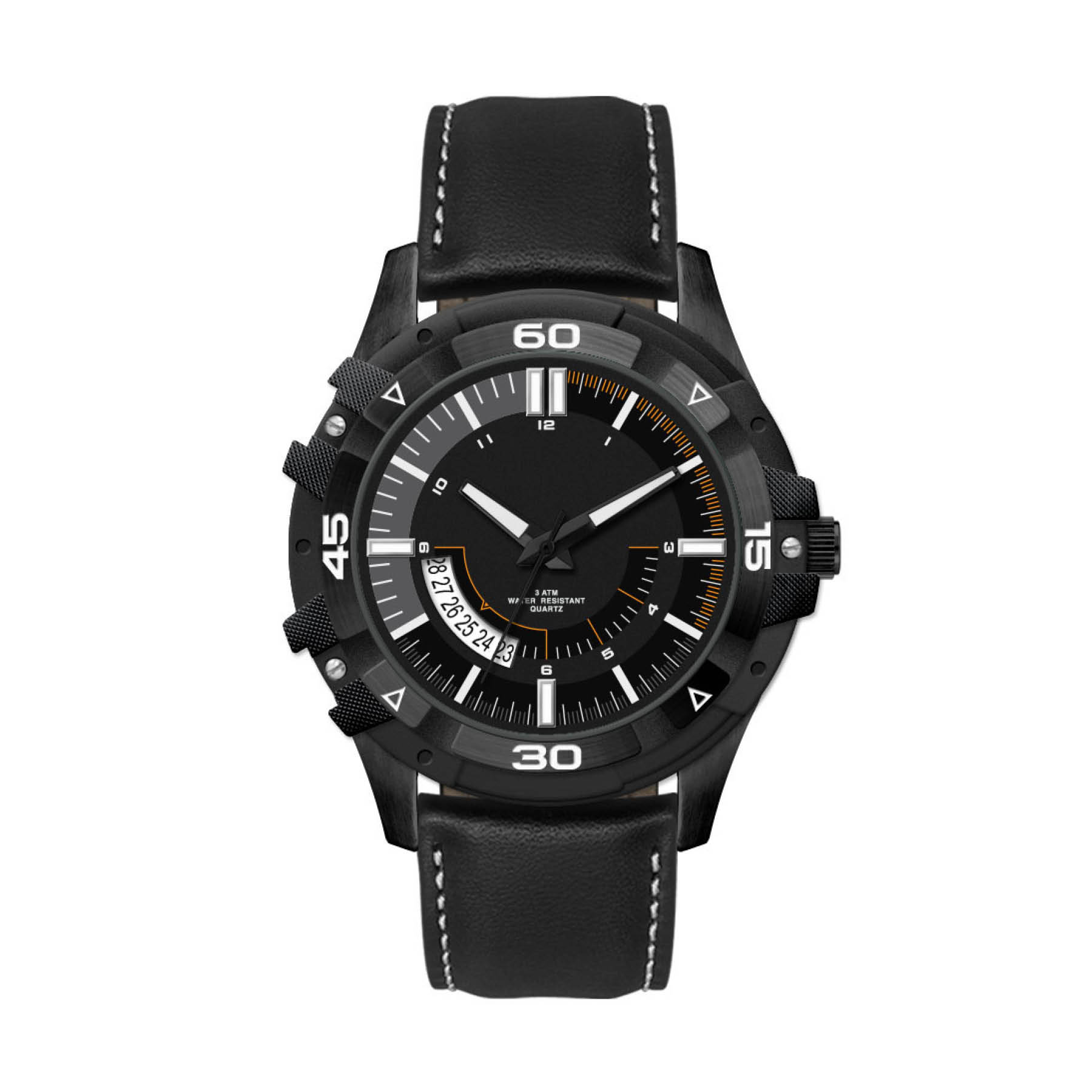 44MM, BLACK METAL CASE, 3-HAND MVT, DTE 3