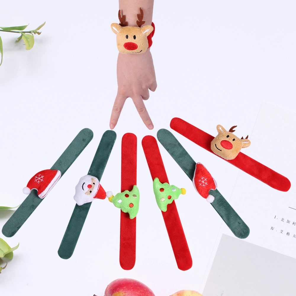 Santa Claus Tree Reindeer Hat Wristband Slap Bracelet 2