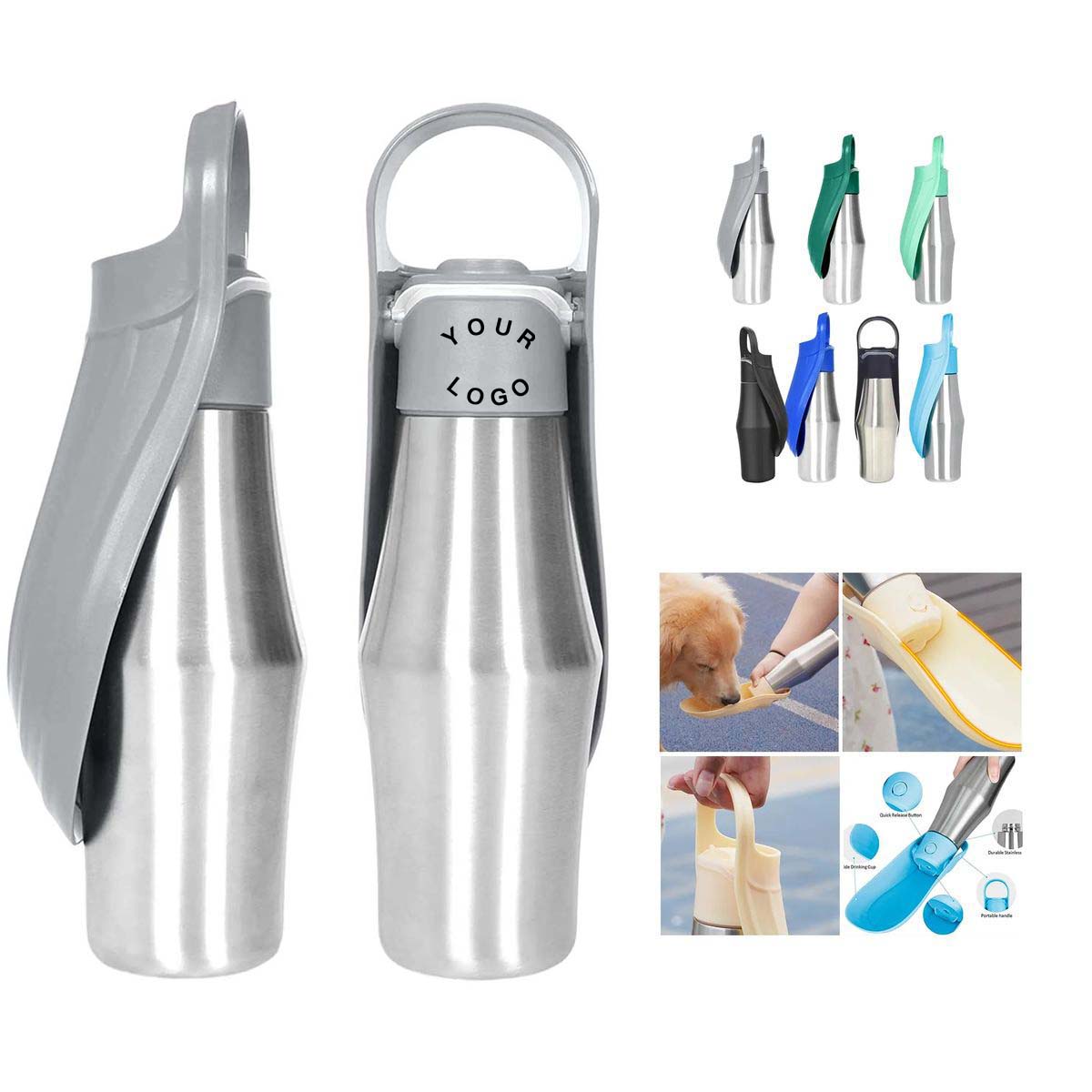 27oz Pet Travel Water Bottle with Drinking Tray 2