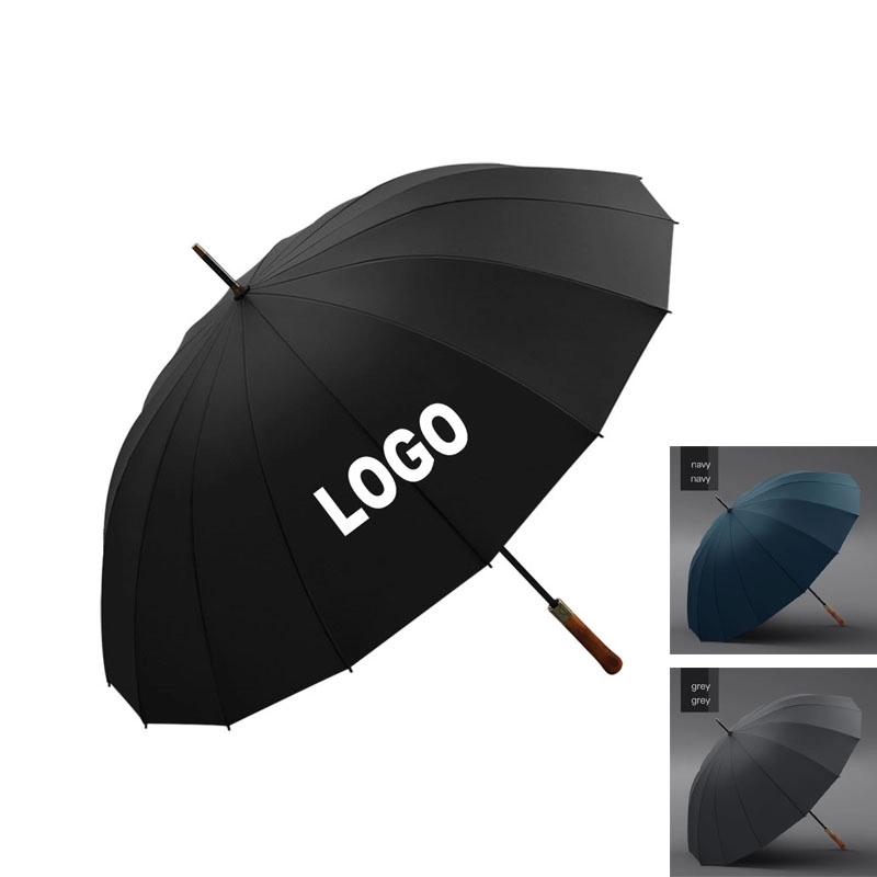 Custom 16-bone Umbrella with wood handle 2