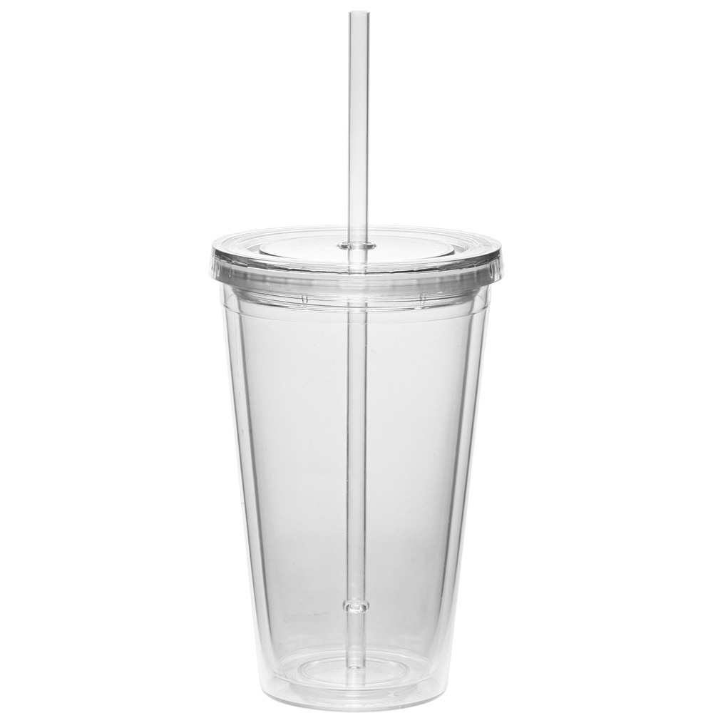 16 oz Double Wall Acrylic Tumbler with Straw 9