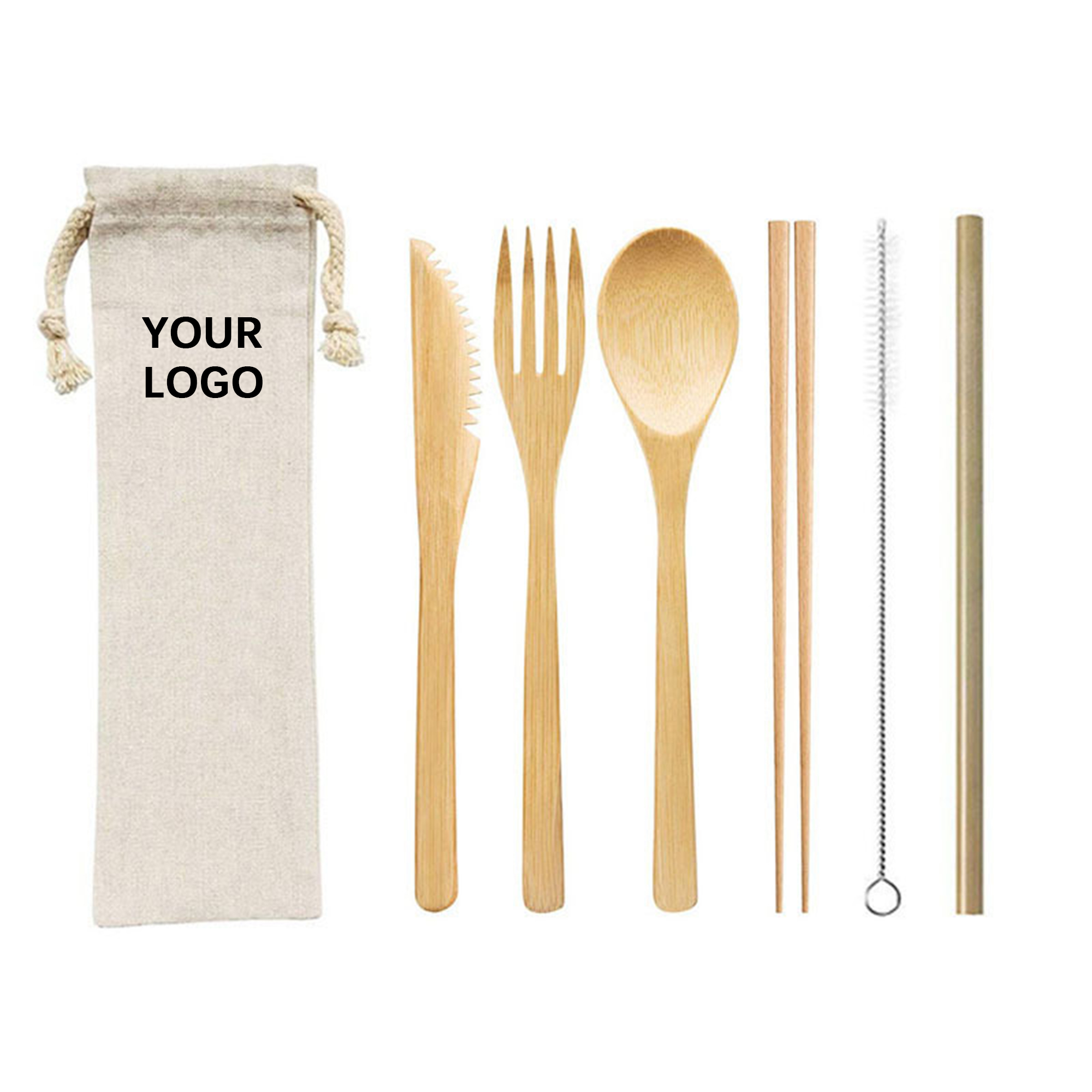 Bamboo Tableware Six Piece Travel Set 9.5" x 2.8" 2