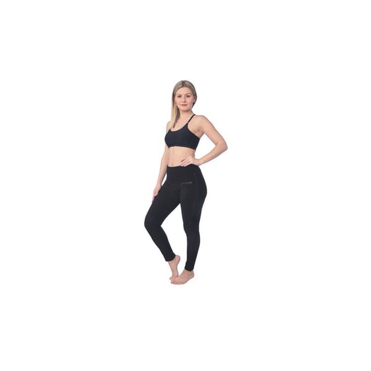 Women's High Waist Sport Leggings - Black Side Zippered Pocket Medium 1