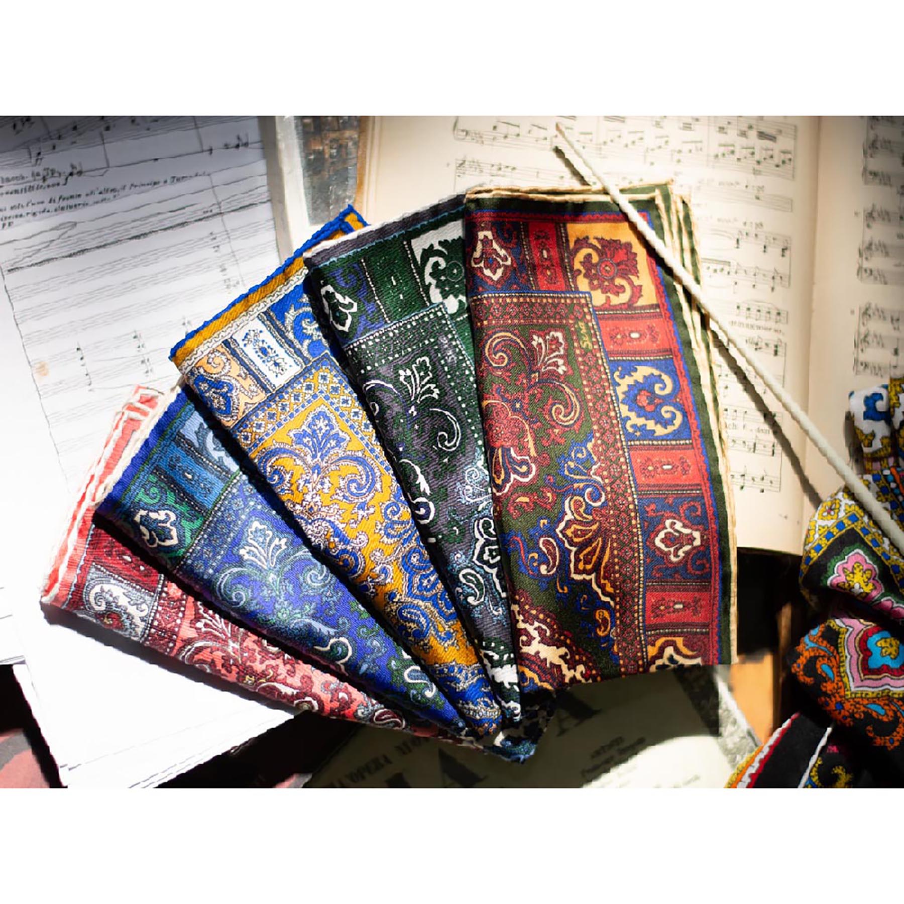 Double Printed Reversible Mulberry Square Silk Scarf 13