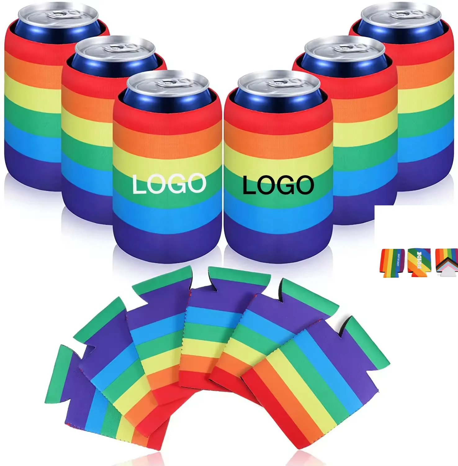 Rainbow Pride Collapsible Foam Can Cooler 4