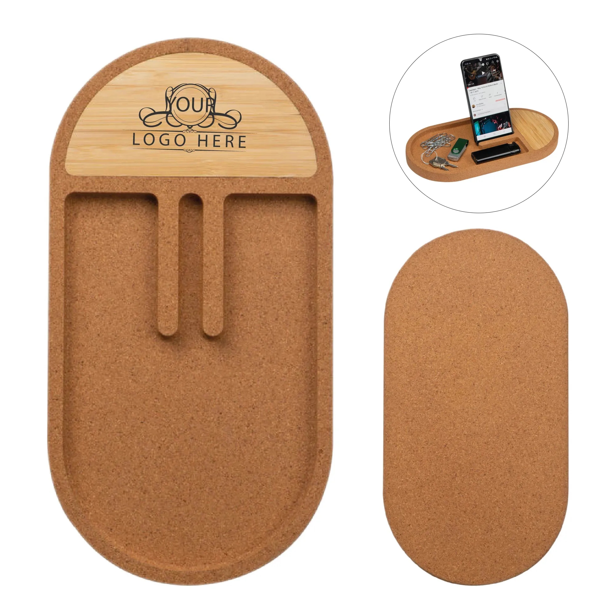 Cork Wireless Charging Pad Desktop Organizer 1