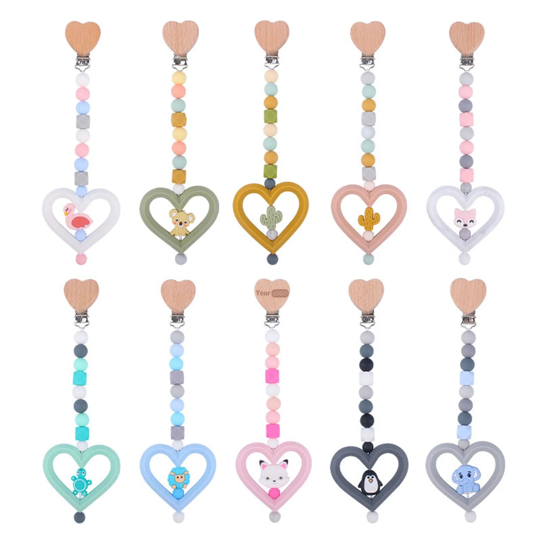 Heart Silicone Animal Pacifier Chain 10