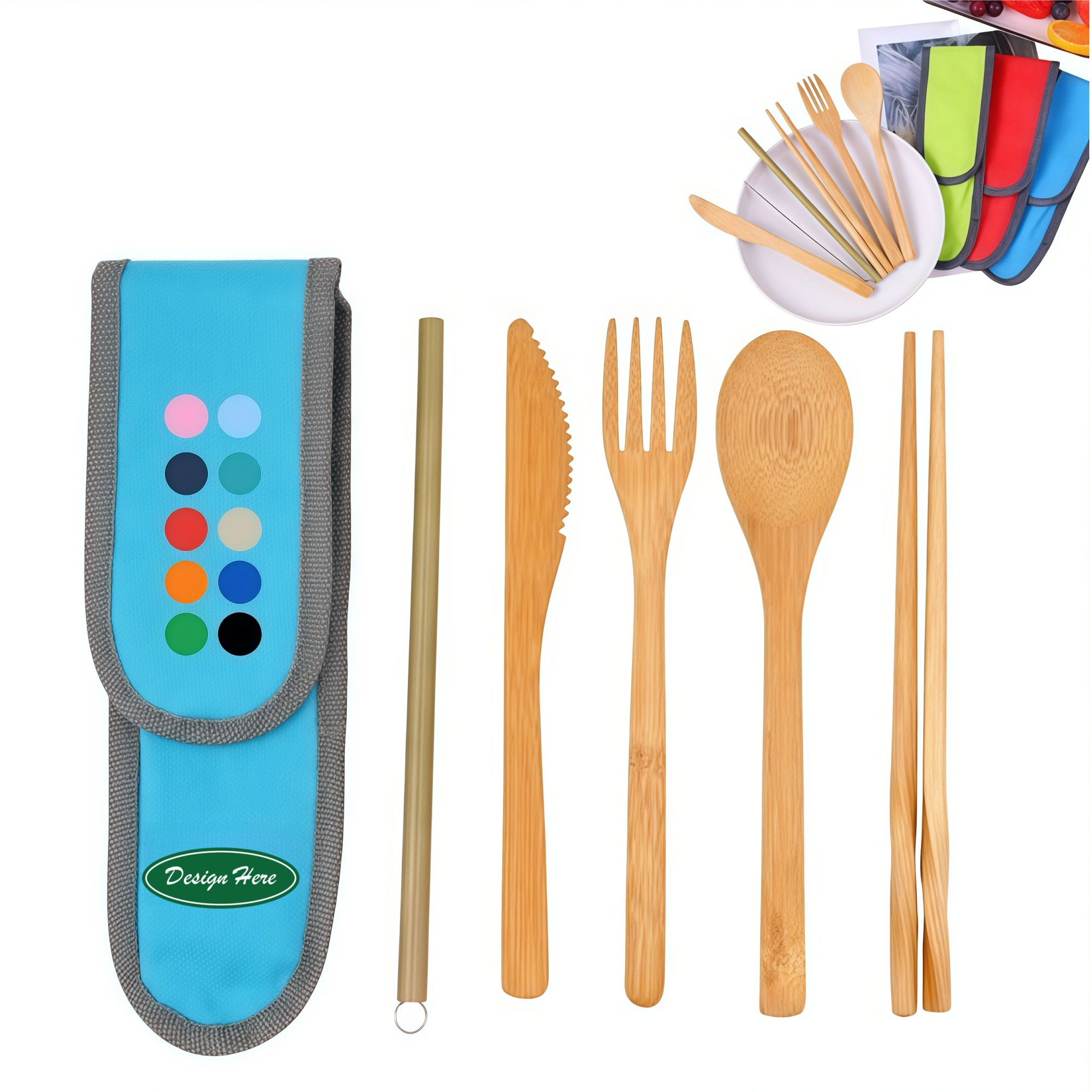 Bamboo Tableware Portable Set Outdoor Camping 2