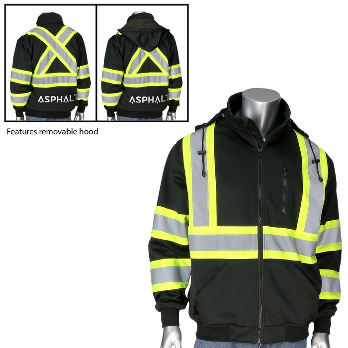 Two-Tone X-Back Full Zip Fleece Black Sweatshirt 4