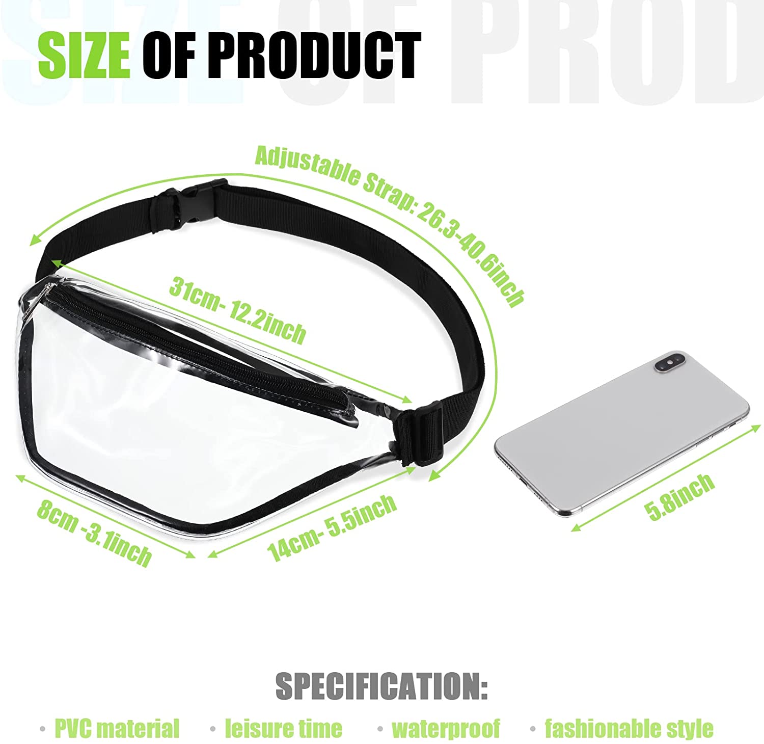 See Through PVC Belt Waist Bag Fanny Pack 10