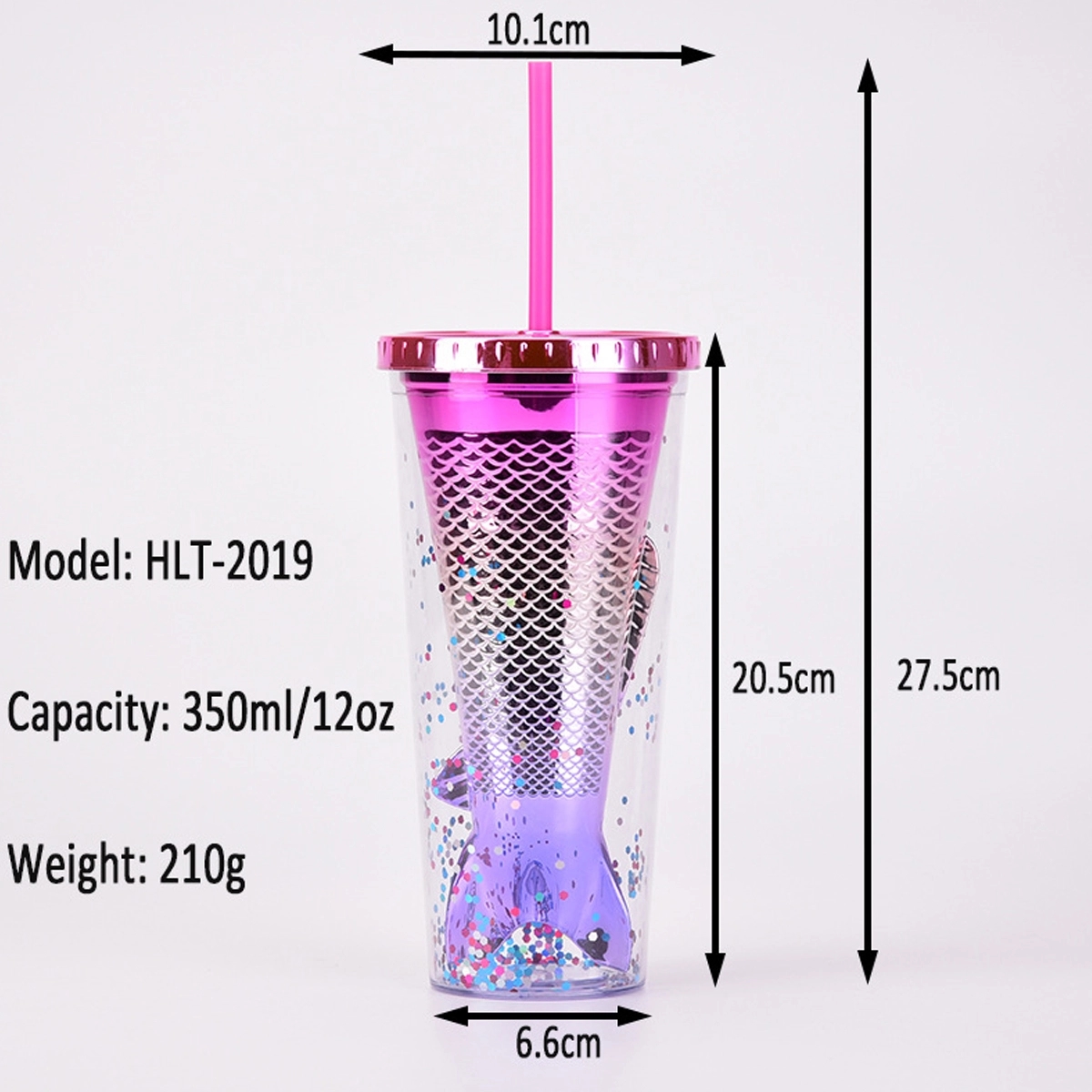 12Oz Bpafree Mermaid Shape Drinking Kid Tumbler With Straw 2