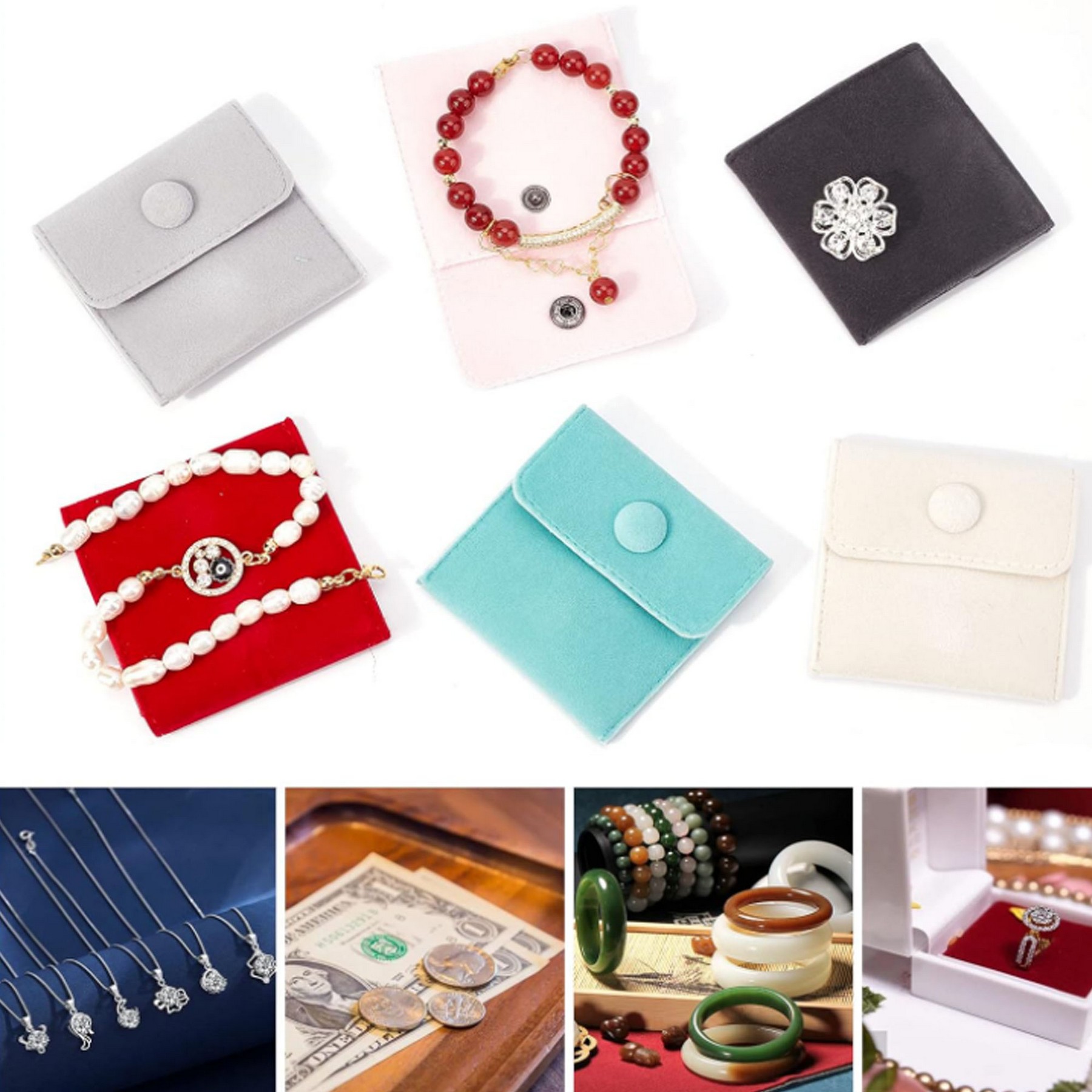 Velvet Jewellery Packaging Snap Bags 2