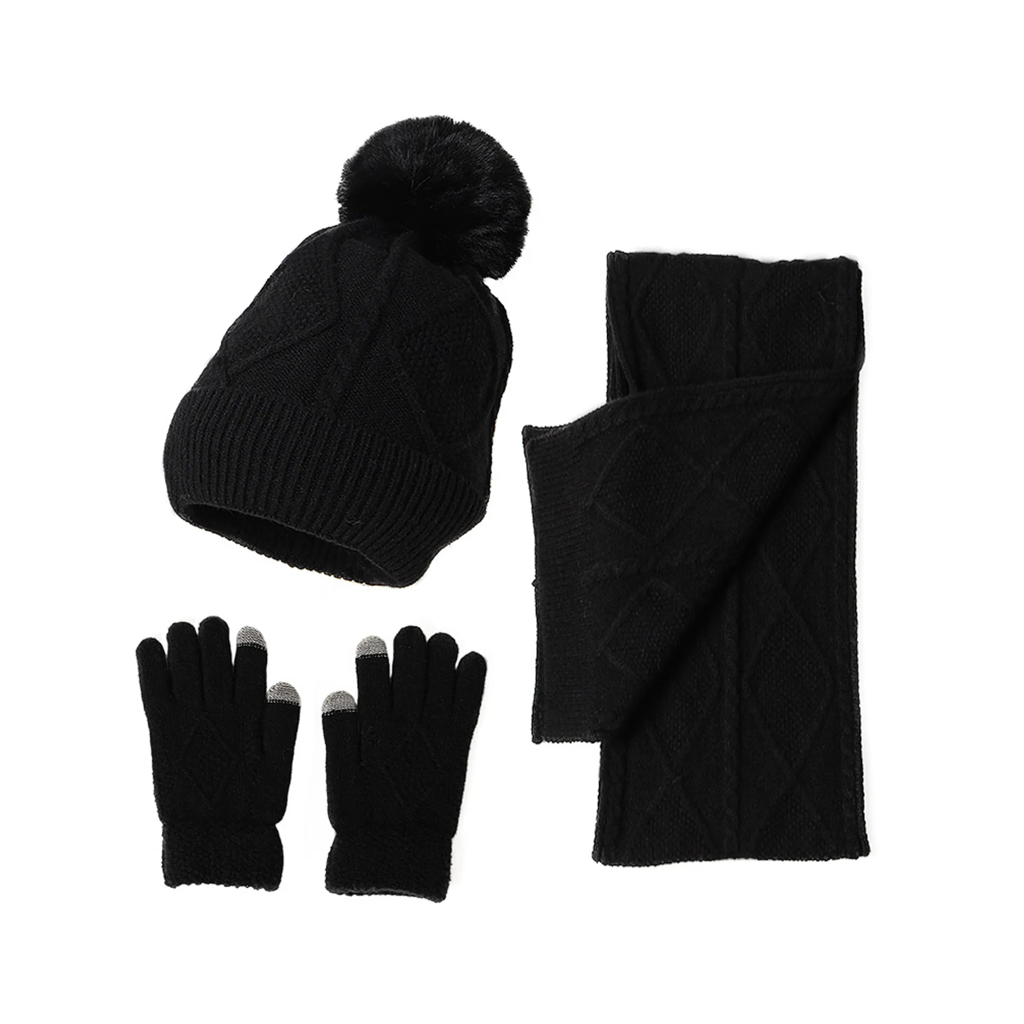 Winter Thickened Knit Warm Three Piece Set MOQ10pcs 6