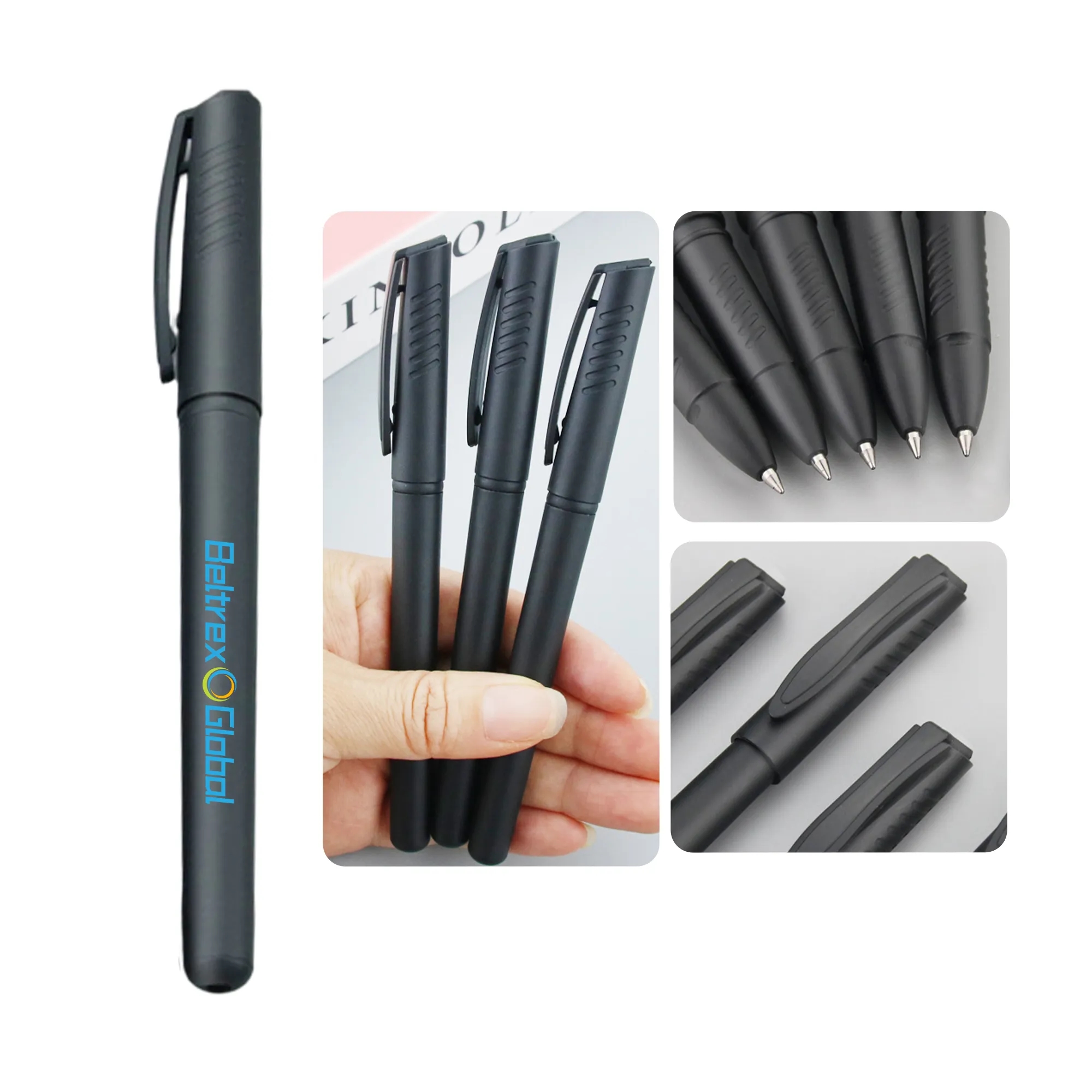 Durable Black PP Plastic Click Pen for Office Use 4