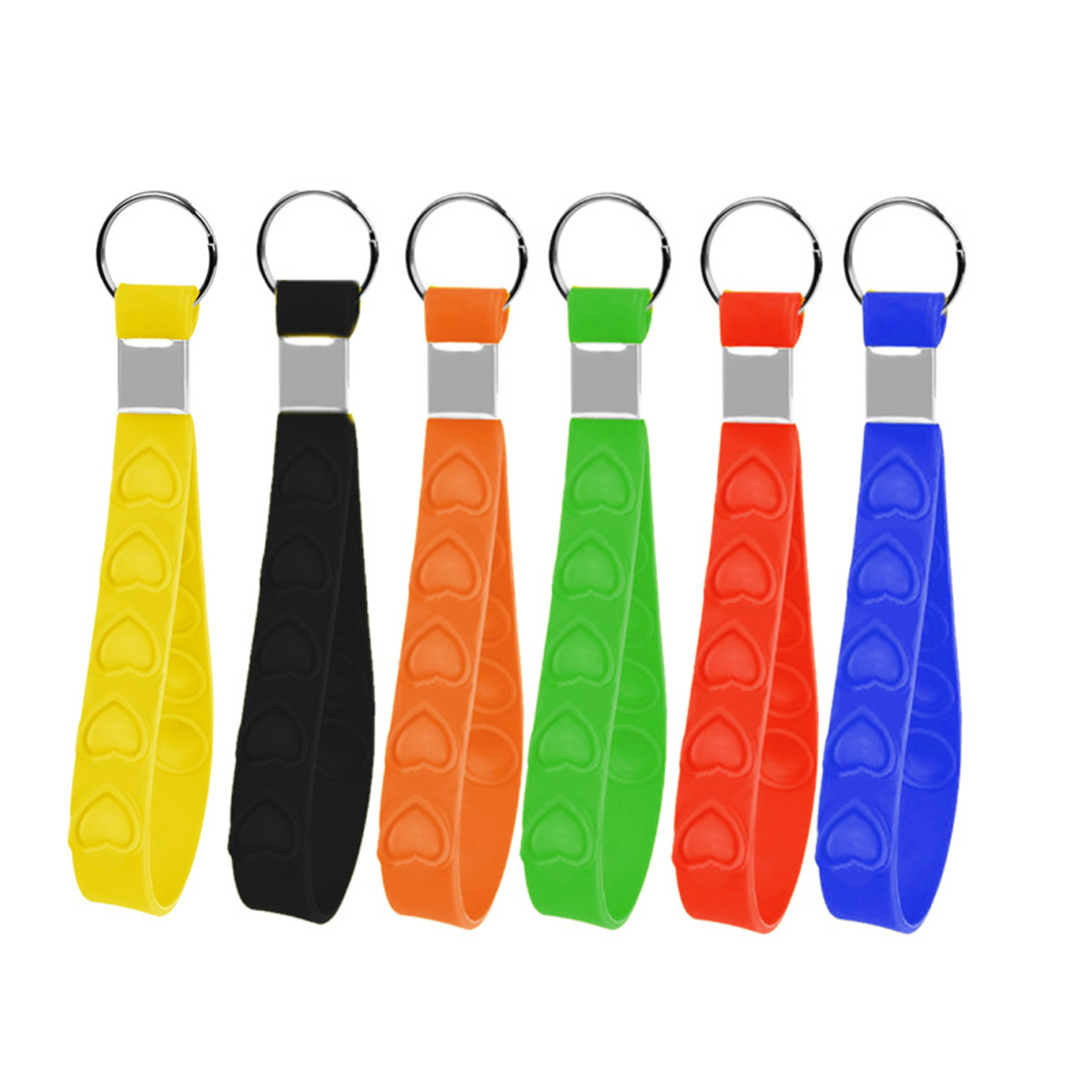 Heart Pattern Silicone Wristband Bracelet Keychain Custom 2