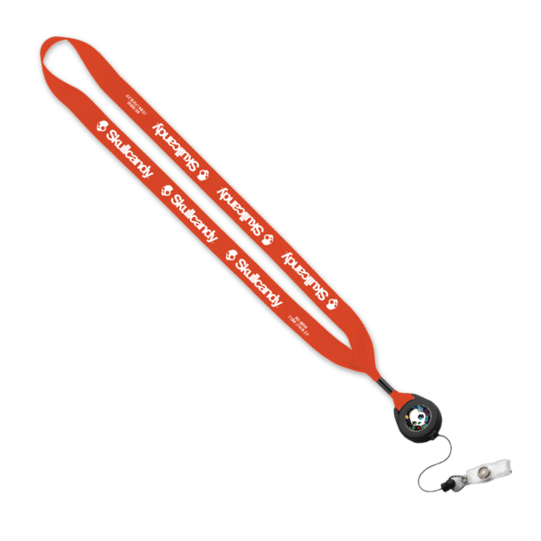 3/4" Polyester Lanyard with Metal Crimp & Retractable Badge Reel