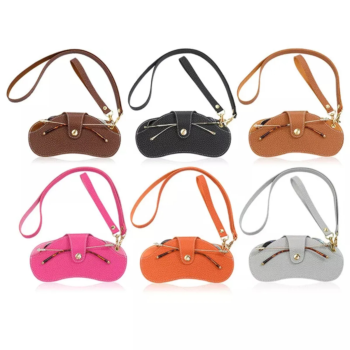 Outdoor Portable Leather Sunglasses Storage Bag With String 3
