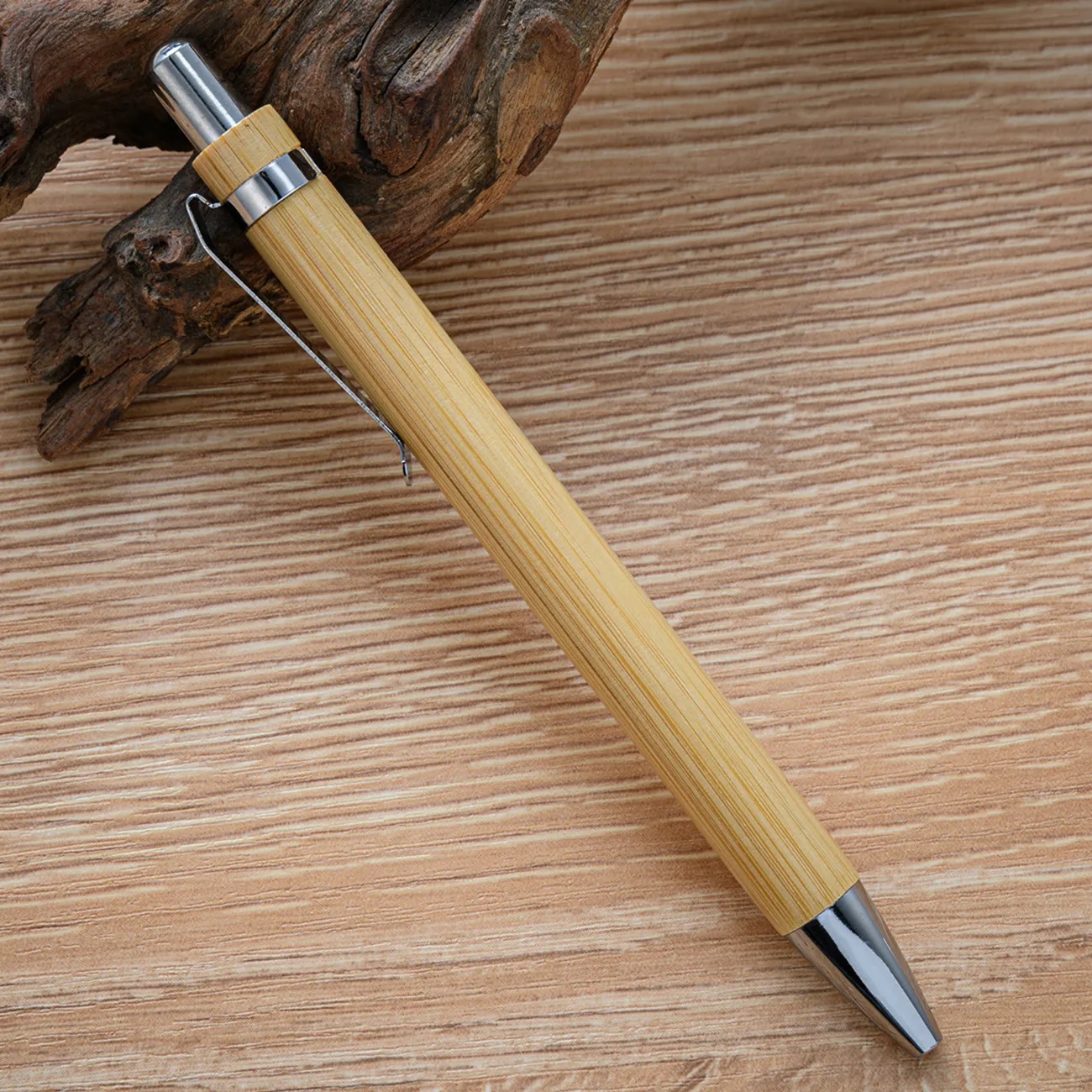 Bamboo Wooden Sustainable Retractable Ballpoint Pen 1