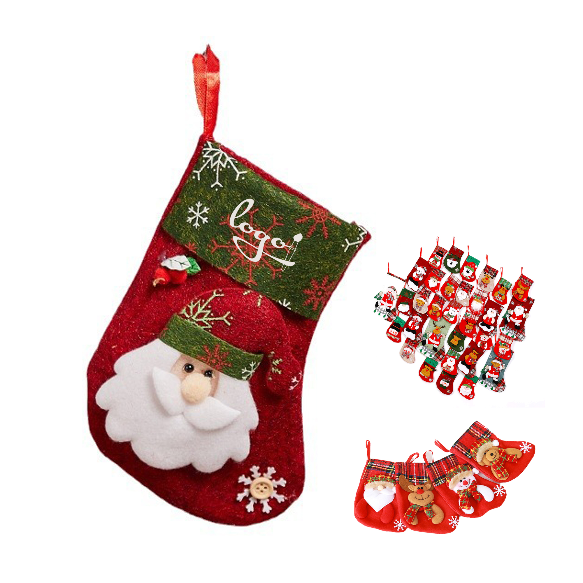 6.3in Mini Christmas Stocking Gift Bag Candy Holder Decor 4