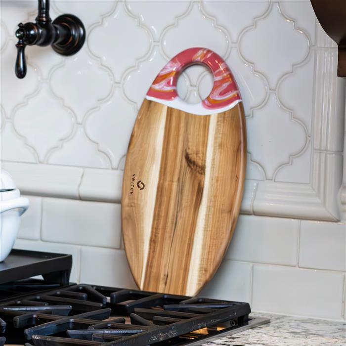 Medium Oval Acacia Board With Dip Holder 22