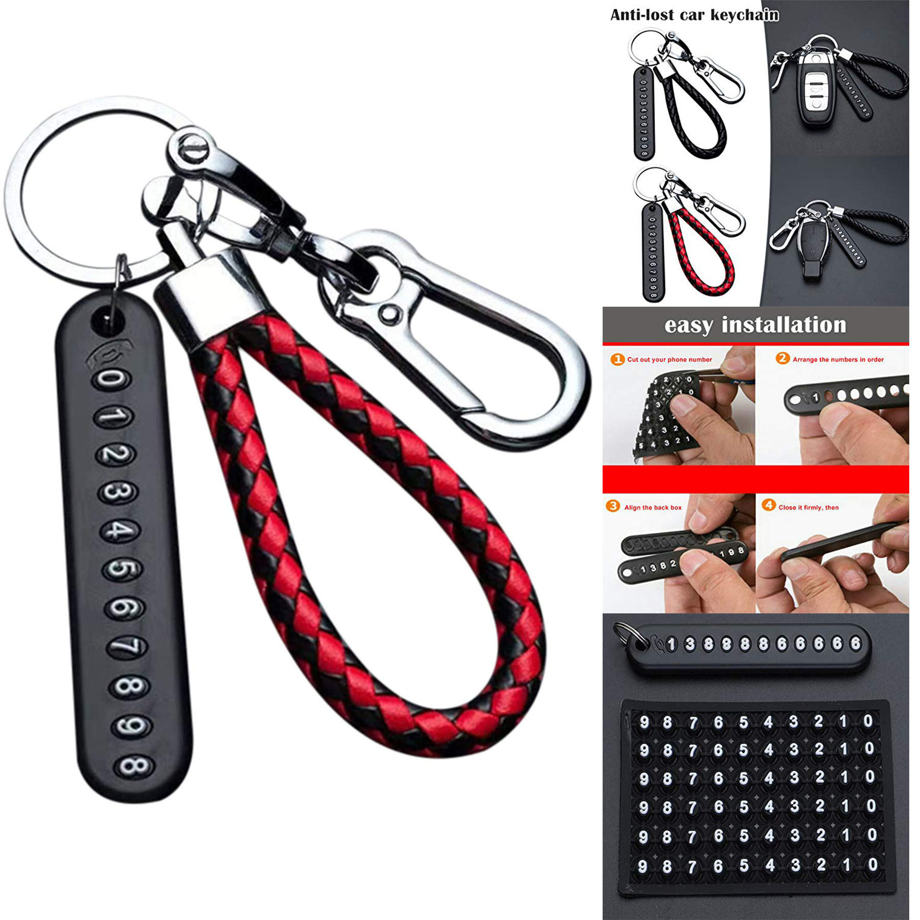 Car Keychain Anti-Lost Car Keychain with Phone Number