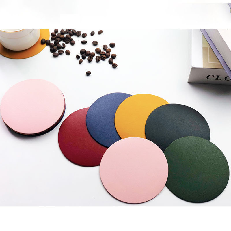 PU Leather Round Cup Coasters 5