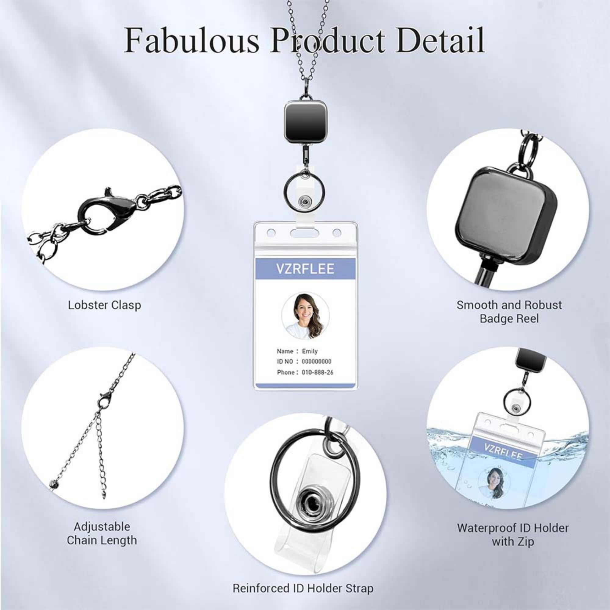 Retractable Badge Reel Lanyards With ID Holders 5