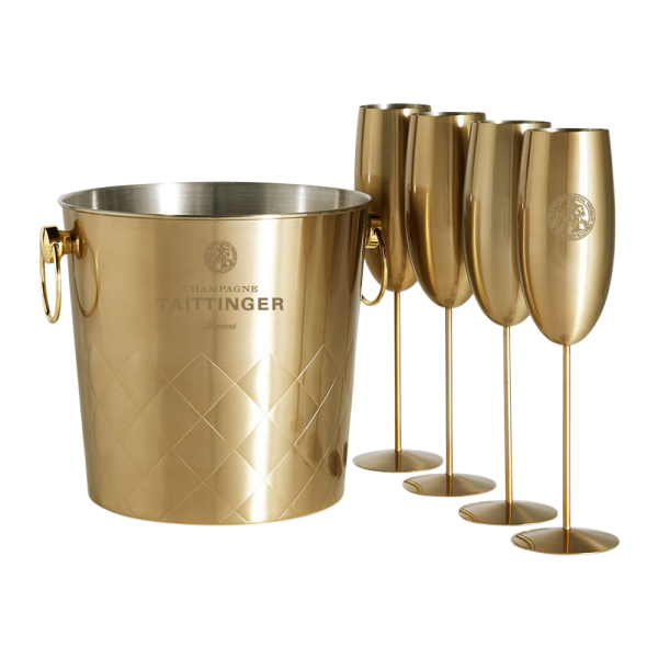 Stainless Steel Ice Bucket and Champagne Flute Set 3