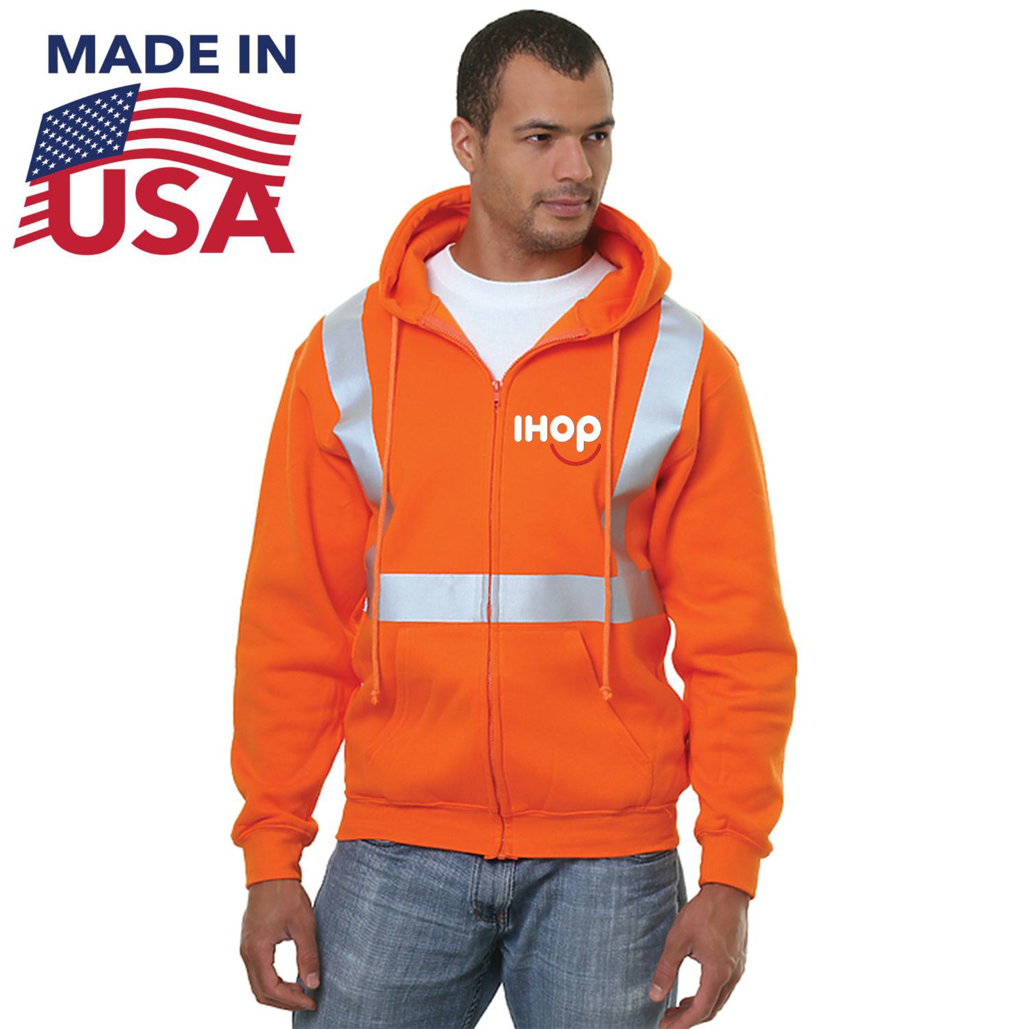 USA-Made Pre-Shrunk Class 2 Safety Full Zip Hoodie 2