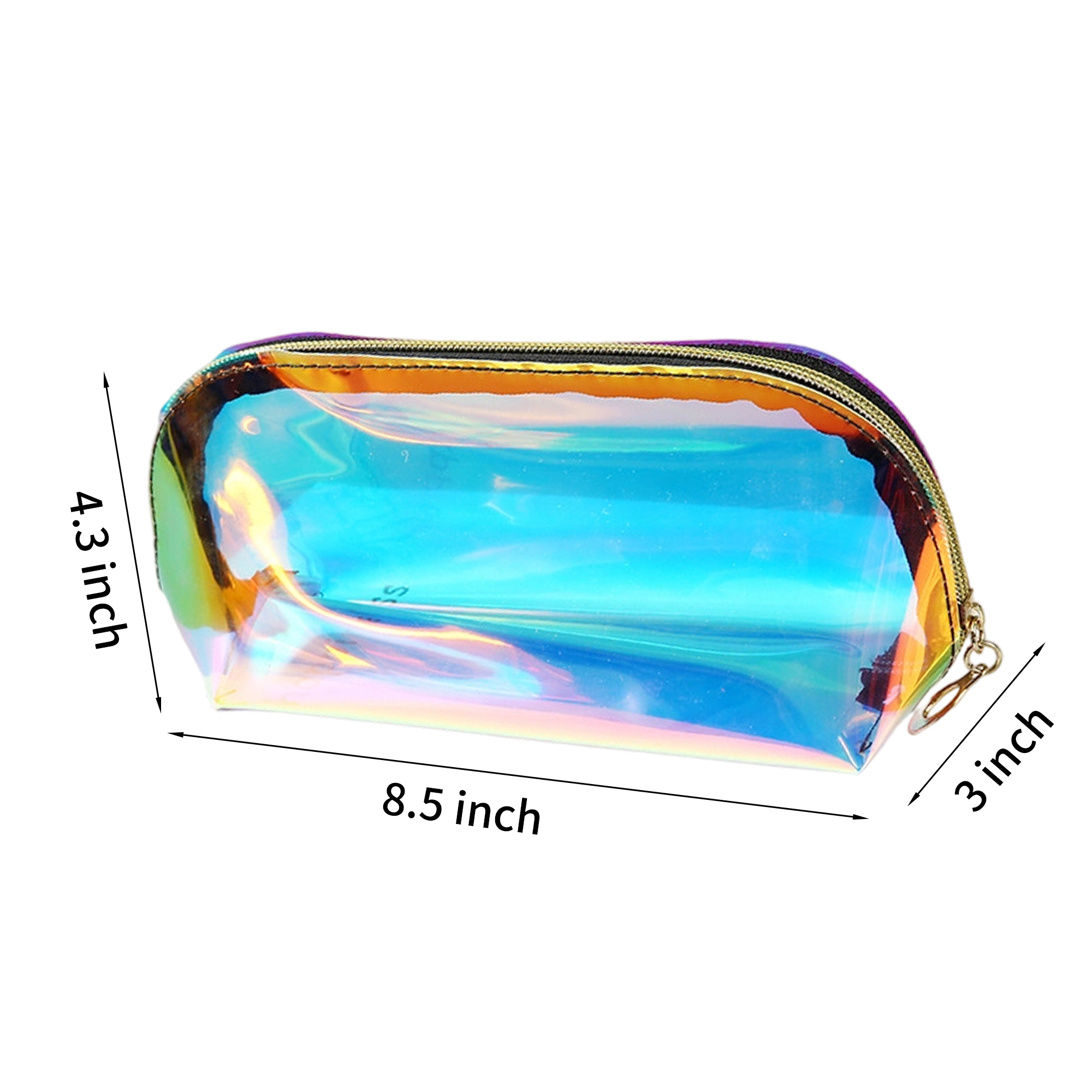 TPU Holographic Zippered Makeup Bag Waterproof Dust Proof 3