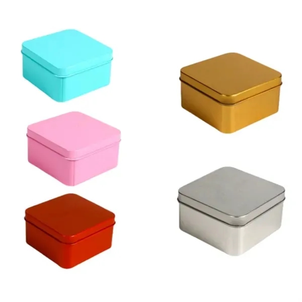 Square Tinplate Storage Box - Durable Metal Container 2