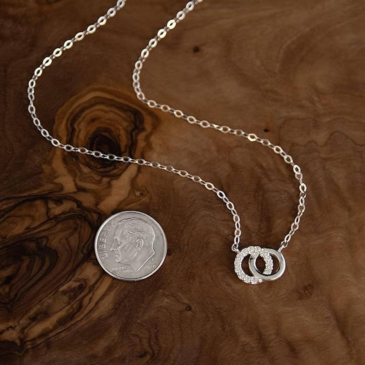 Double Ring Zircon Necklace 4