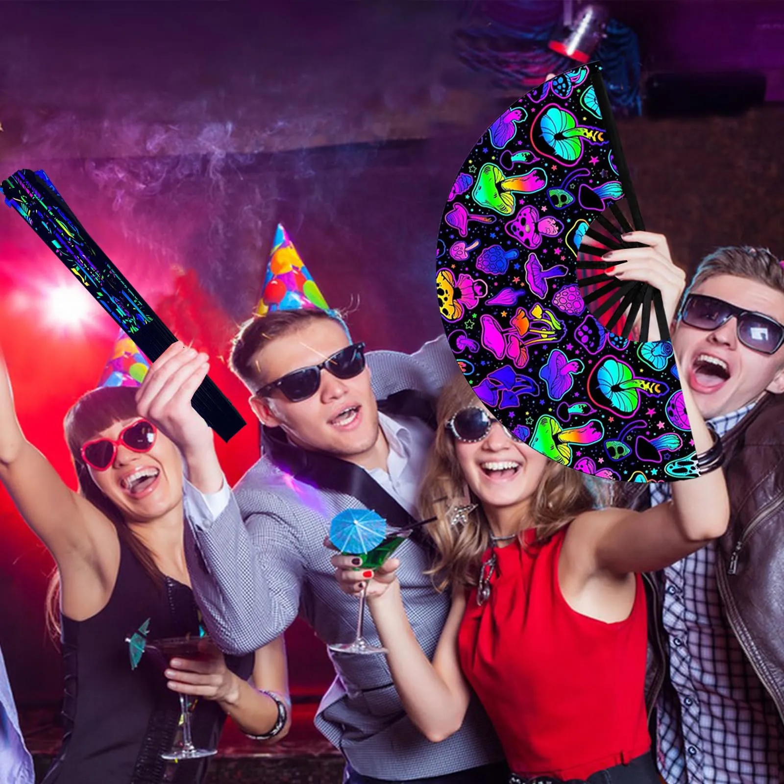 Large Folding Hand Rave Fan Clack Handheld for Line Dancing 13