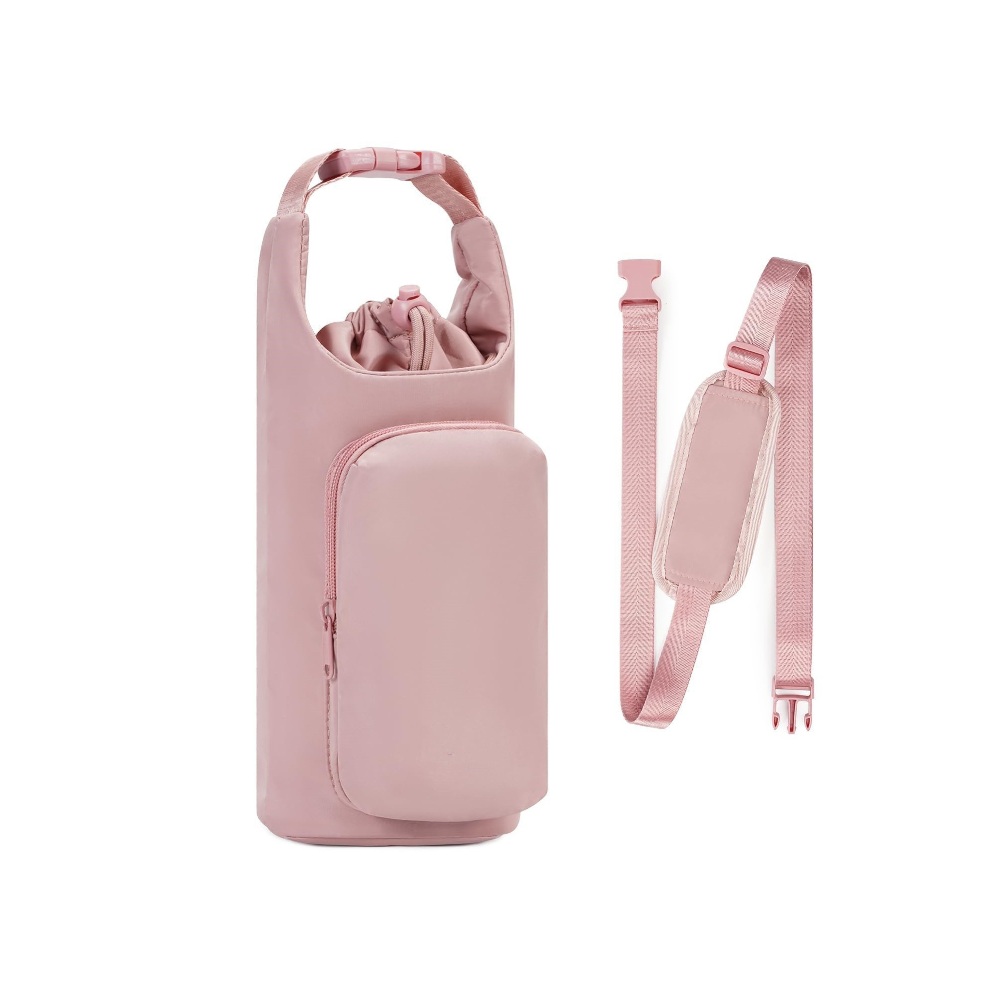 Insulated Bottle Carrier With Zipper Phone Pocket And Key Leash 7