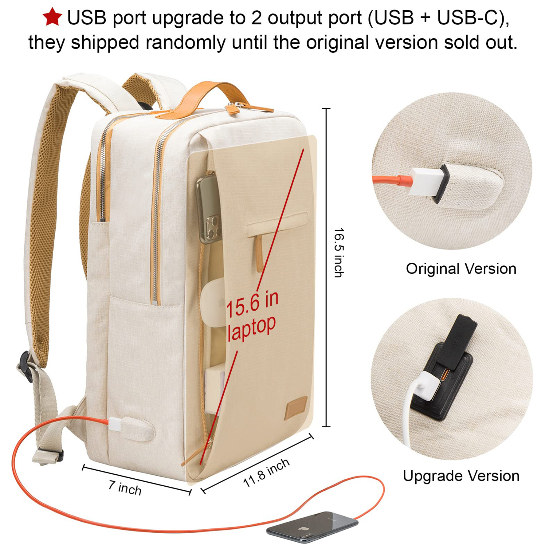 Polyester Laptop Backpack with USB and Type-c Duffel Bag 9