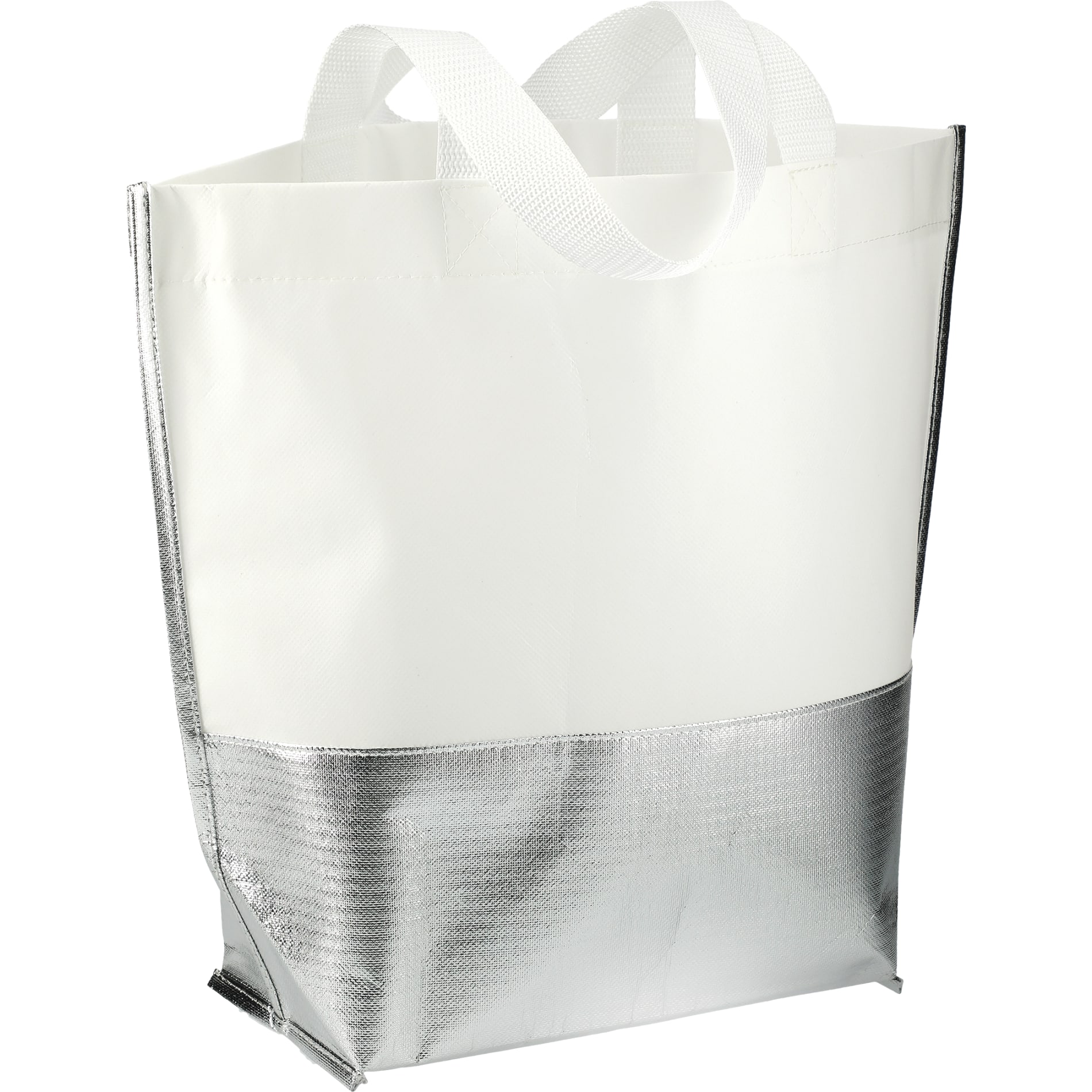 Large Laminated Metallic Bottom Tote 37