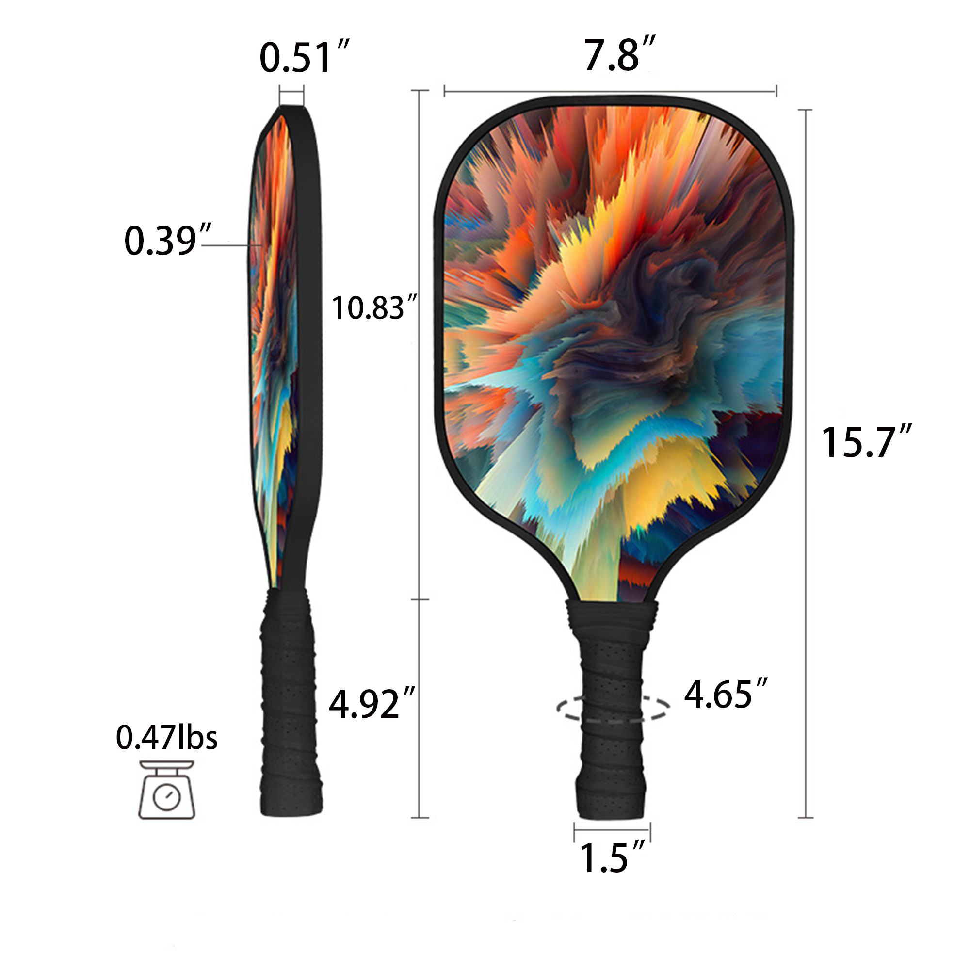 Full Color Fiberglass Pickleball Set with Optional Carry Case 1