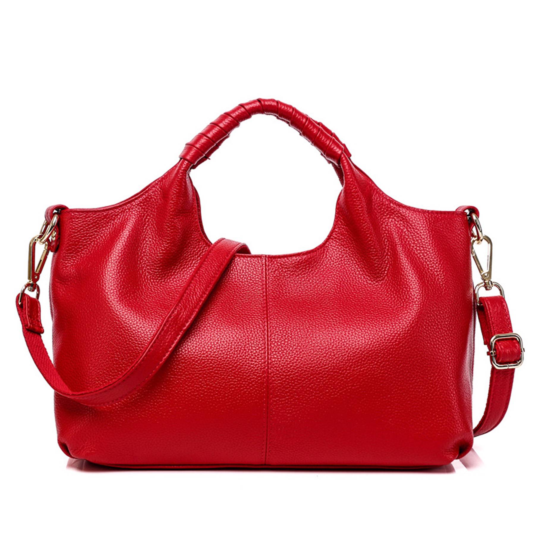 Genuine Leather Handle Satchel Shoulder Bag 10