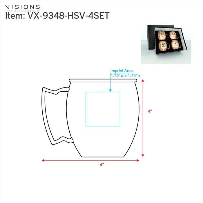 Moscow Mule Mug 4-Piece Set - Hammered Solid Copper 4