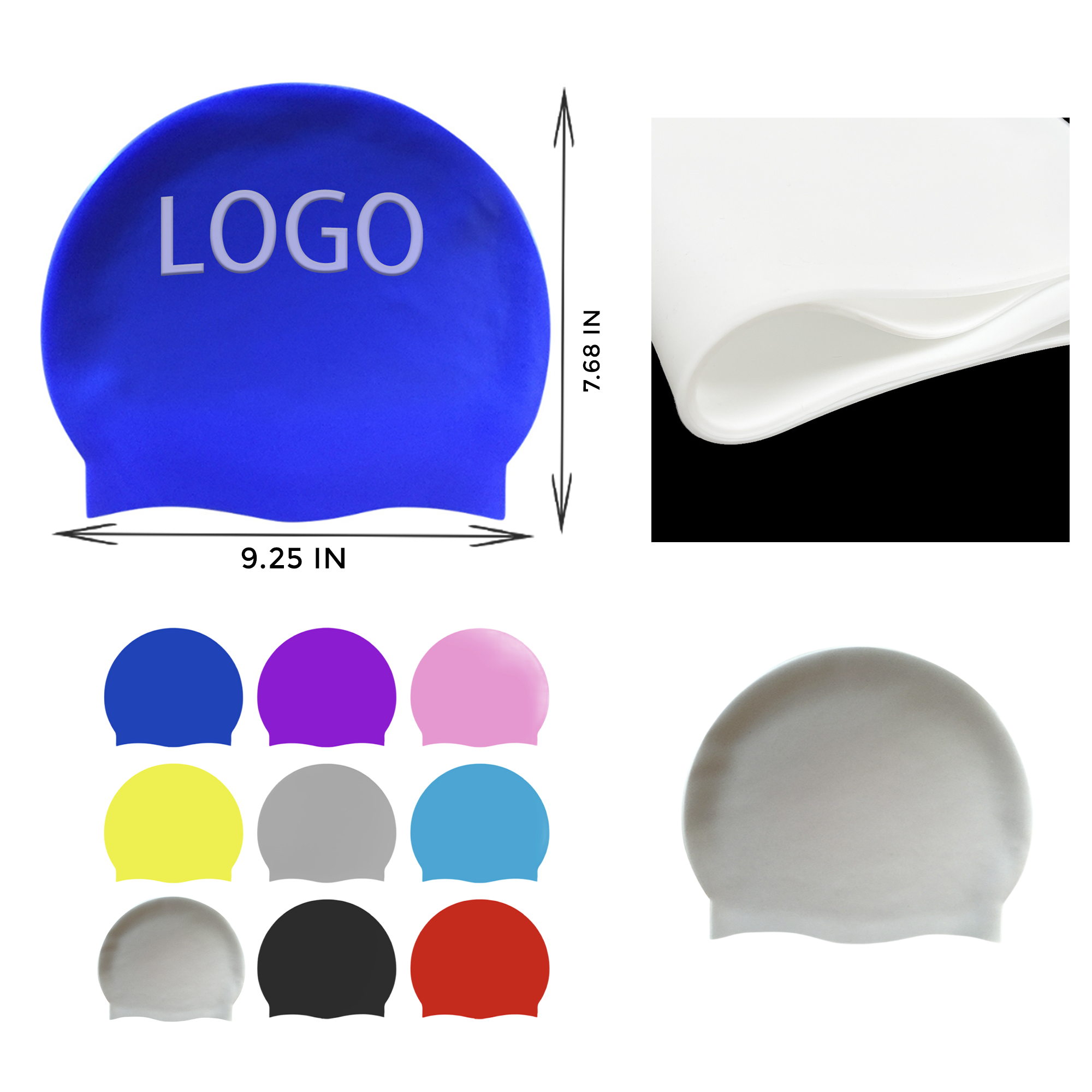 MOQ 50 PCS Water - tight Silicone Swimming Cap 2