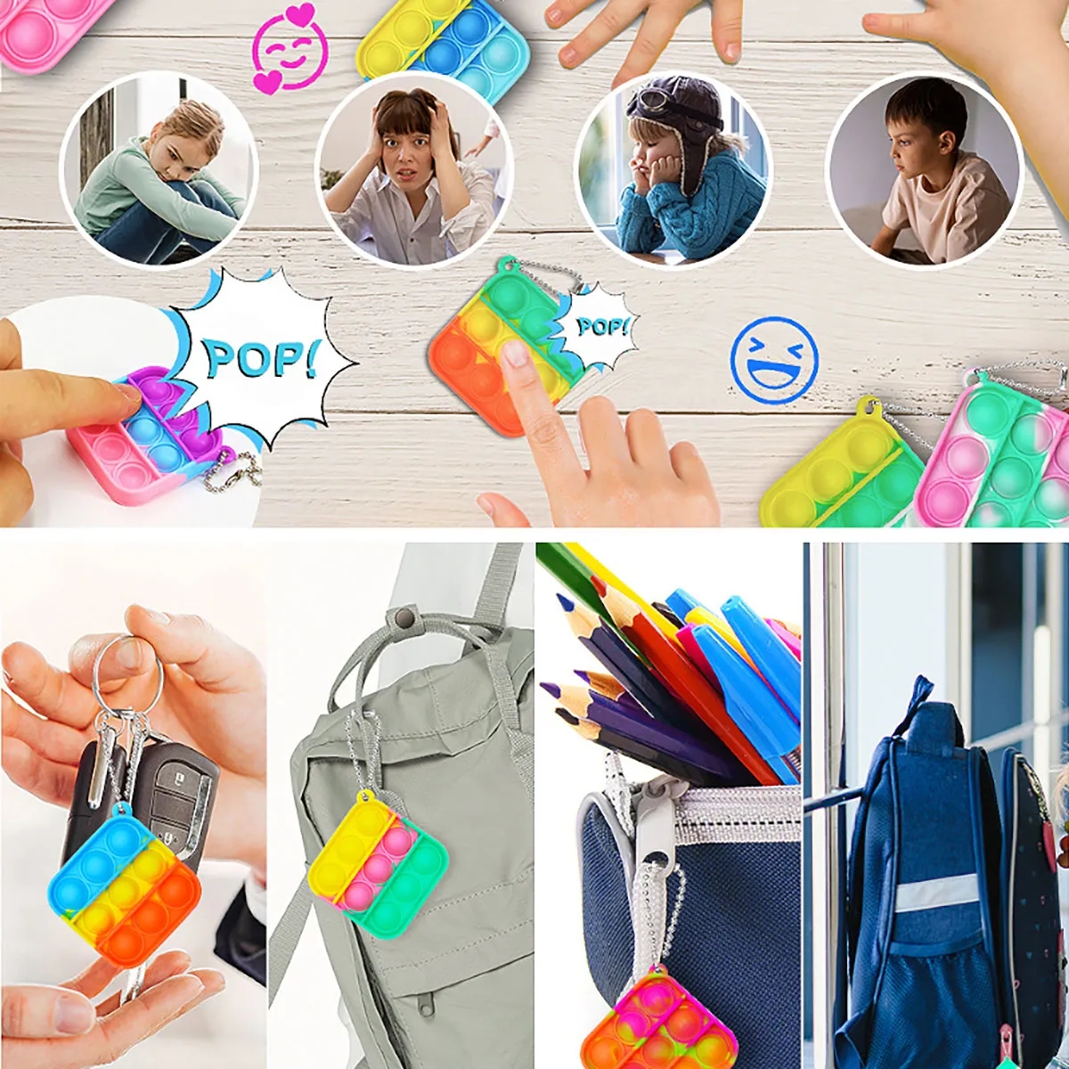 Mini Fidget Release Stress Pop Toys Lovely Bags Keychain 1