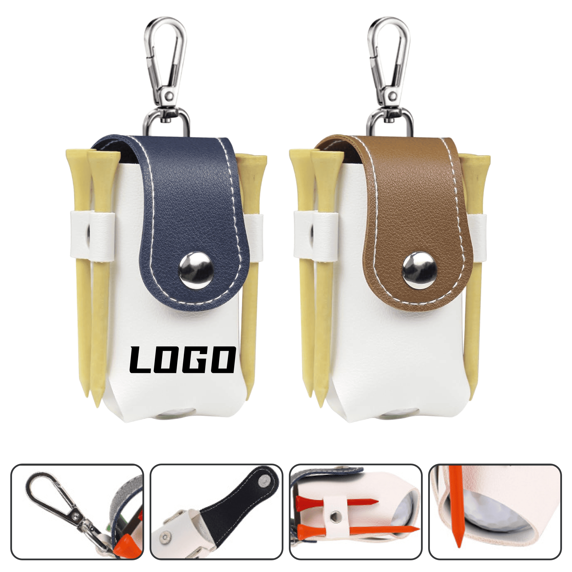 Custom Logo Compact Golf Ball & Tee Pouch 3