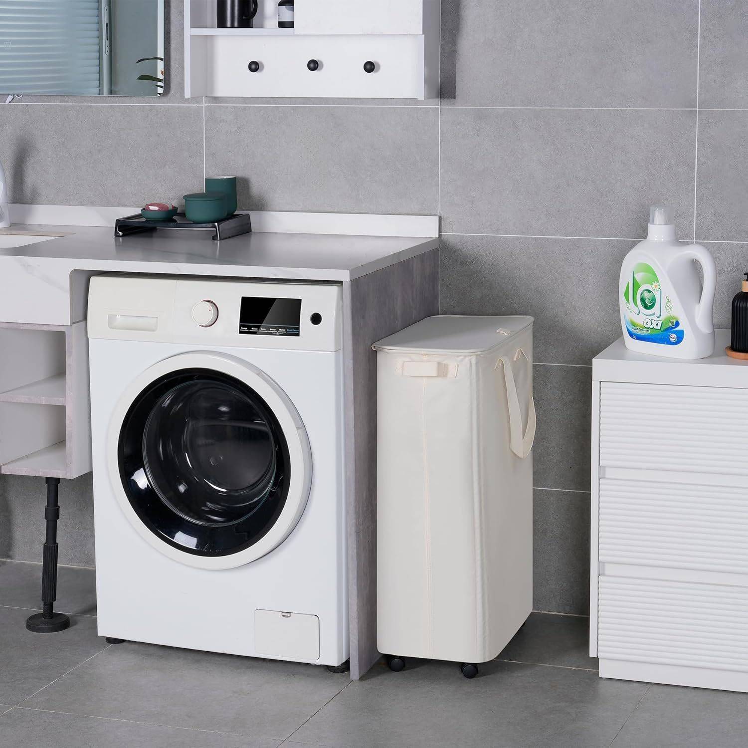Foldable Oxford Laundry Basket w/ Wheels 5