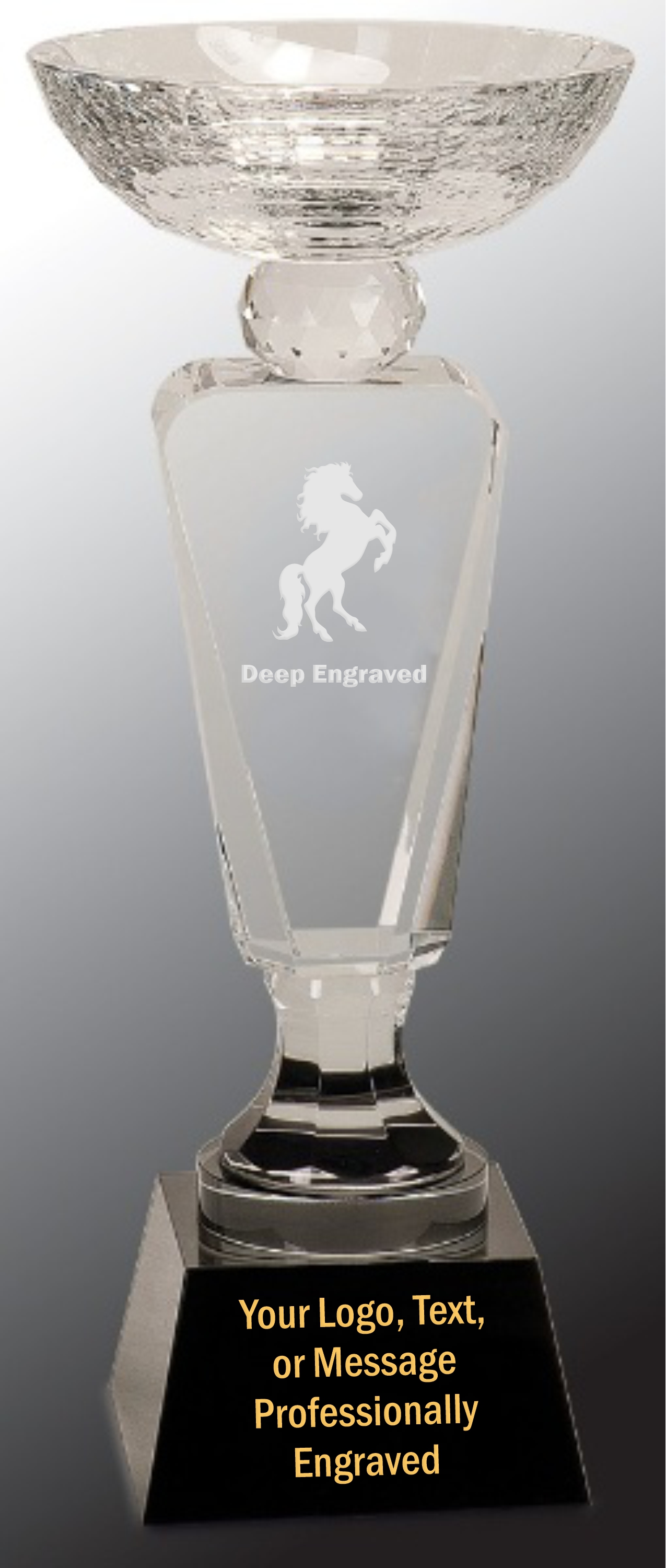 11" Clear Crystal Cup Award with Black Pedestal Base 1