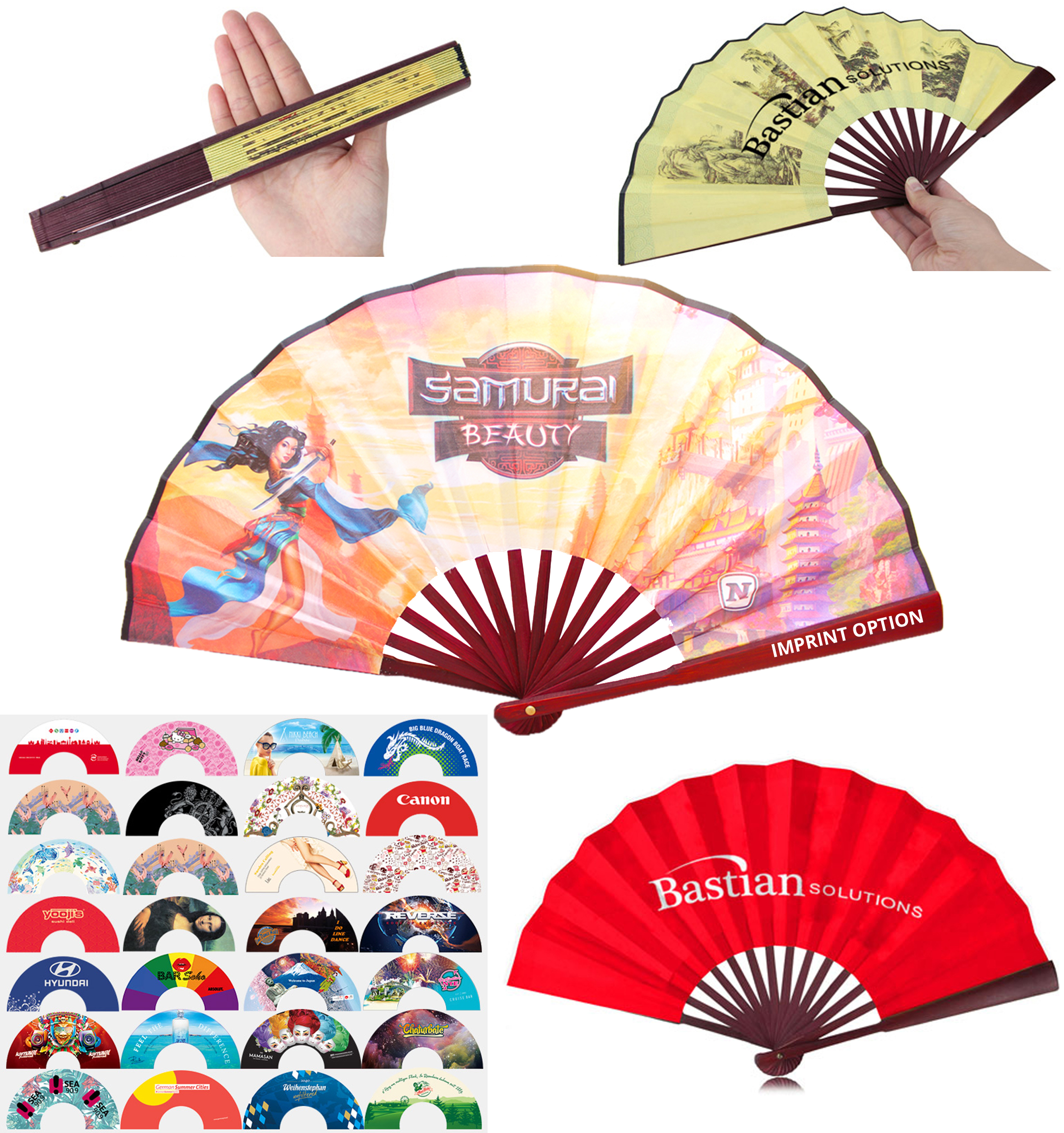 Traditional Bamboo Hand Fan - Premium Silky Fabric 18