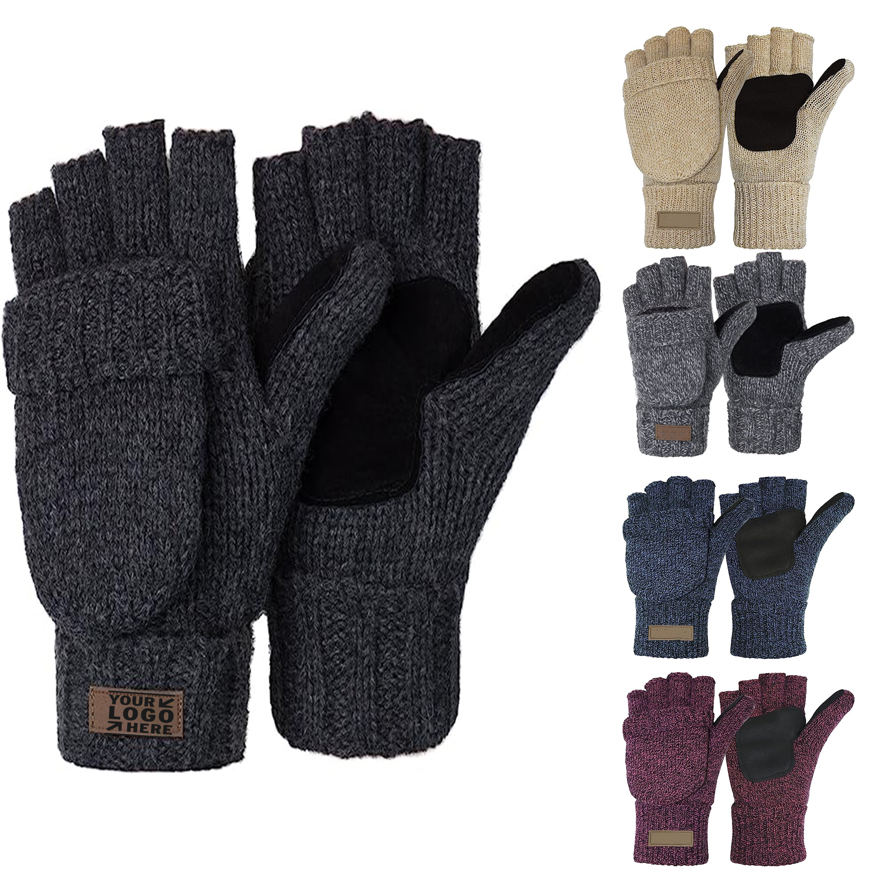Winter Knitted Convertible Fingerless Gloves 2