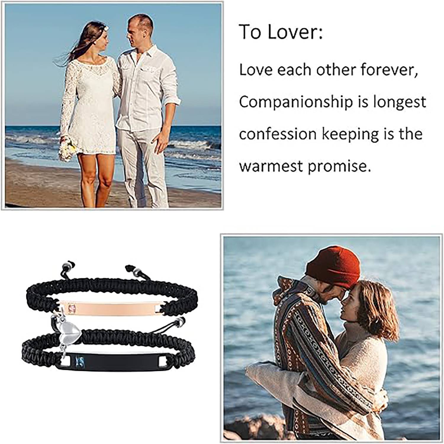 Custom Adjustable Stainless Steel Couple Bracelet 5
