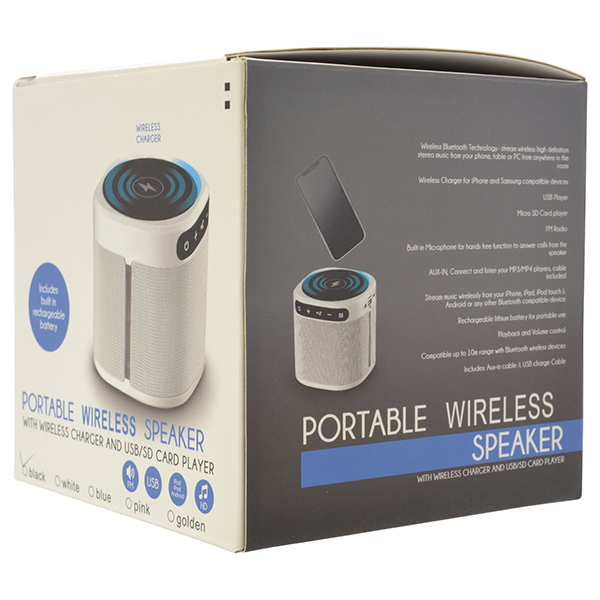 EchoPower RockStar Desktop Bluetooth 5.0 Speaker – FM Radio, Wireless Charger & 2200mAh Power 16