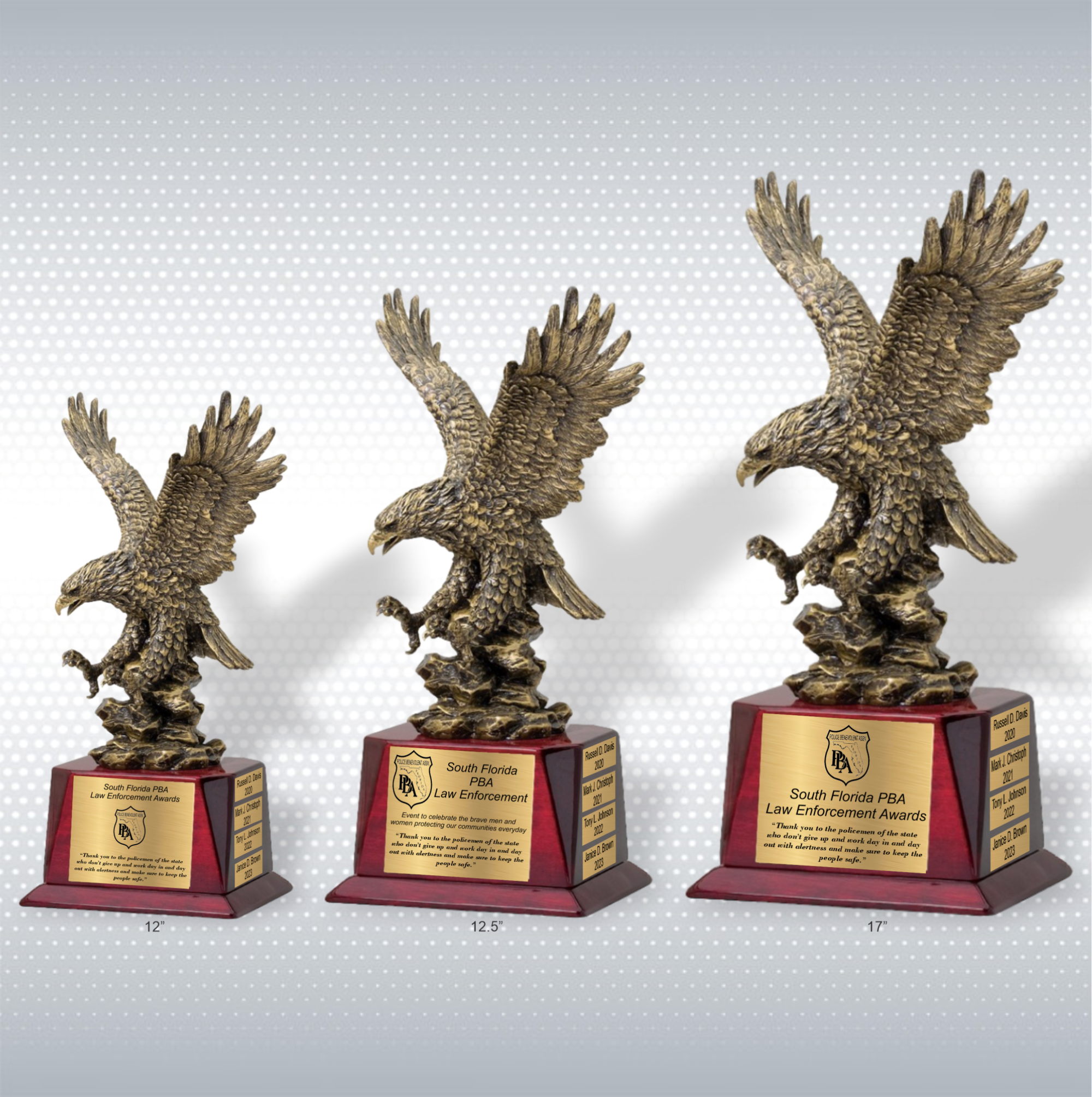 12" Antique Gold Landing Eagle Trophy Award on Rosewood Base 1