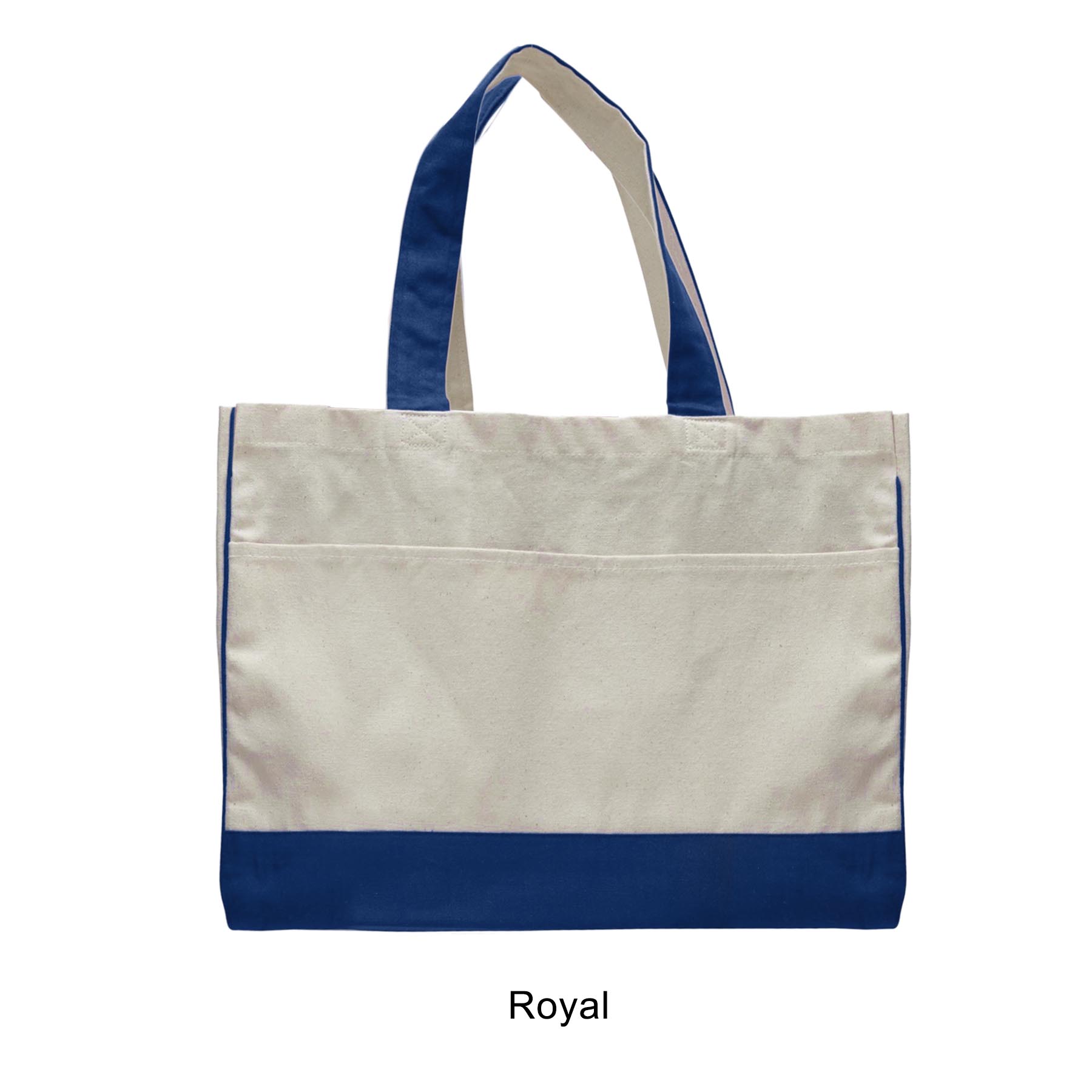 12 oz. Cotton Canvas Self Fabric Handles Tote Bag/w inside zipper pocket_R114BT 12